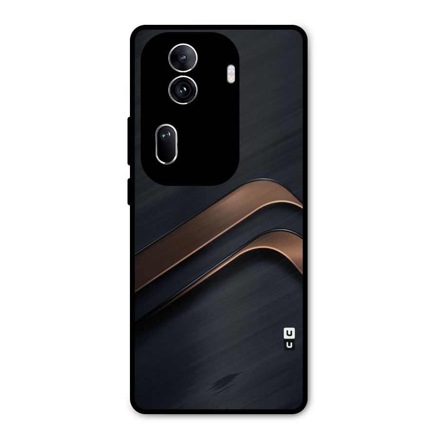 Dark Gold Stripes Metal Back Case for Oppo Reno11 Pro 5G