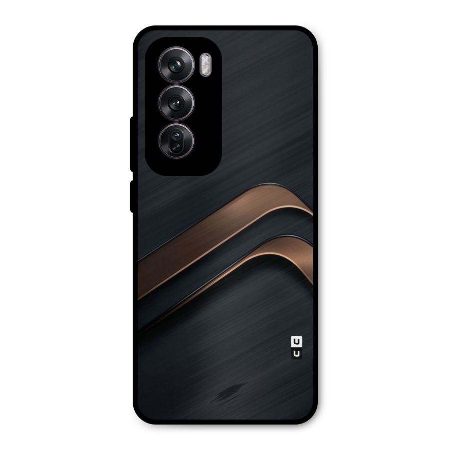 Dark Gold Stripes Metal Back Case for Oppo Reno12 Pro
