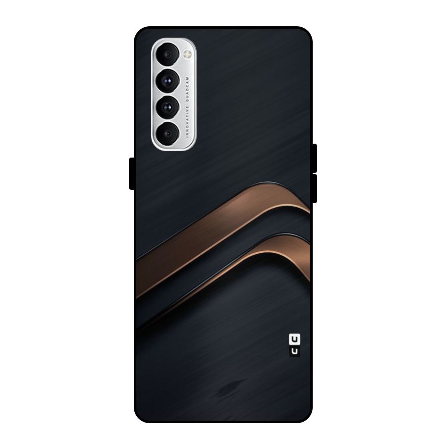 Dark Gold Stripes Metal Back Case for Oppo Reno4 Pro
