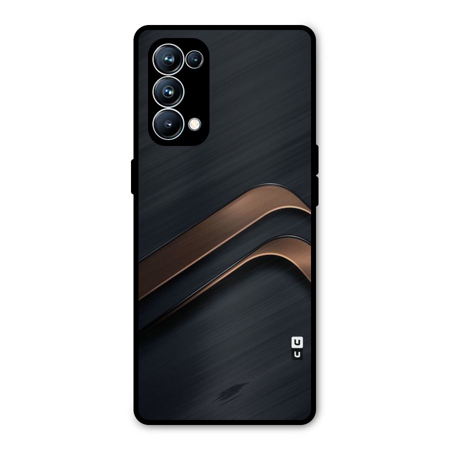 Dark Gold Stripes Metal Back Case for Oppo Reno5 Pro 5G