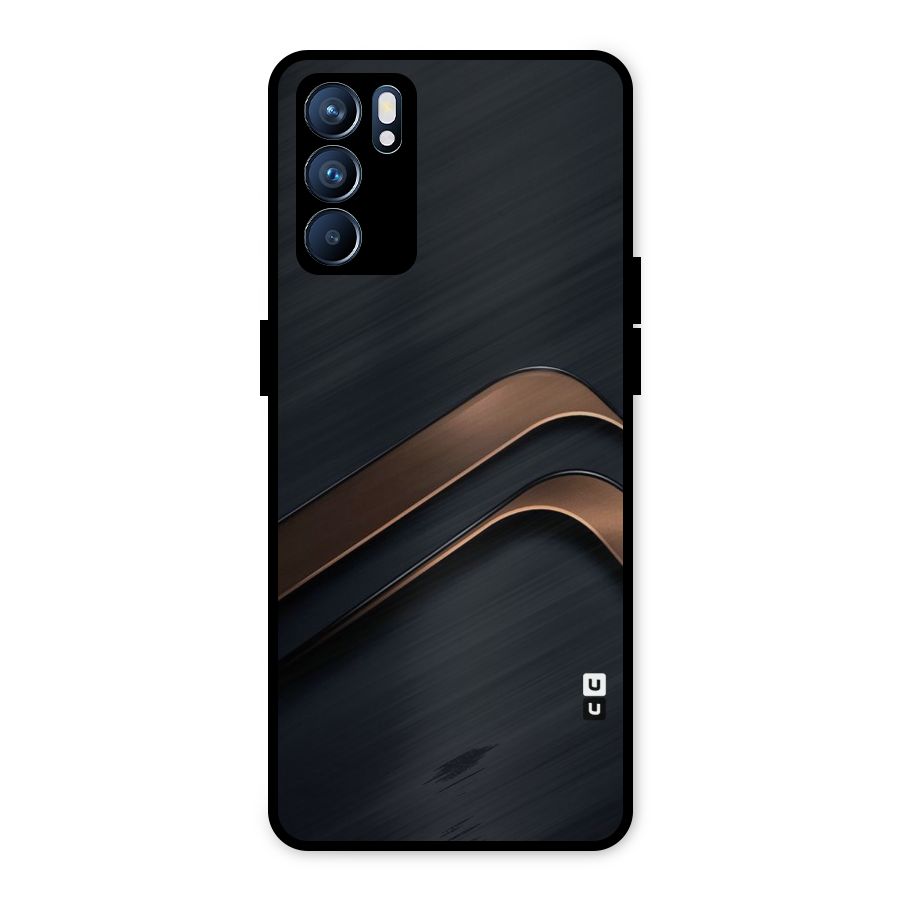 Dark Gold Stripes Metal Back Case for Oppo Reno6 5G
