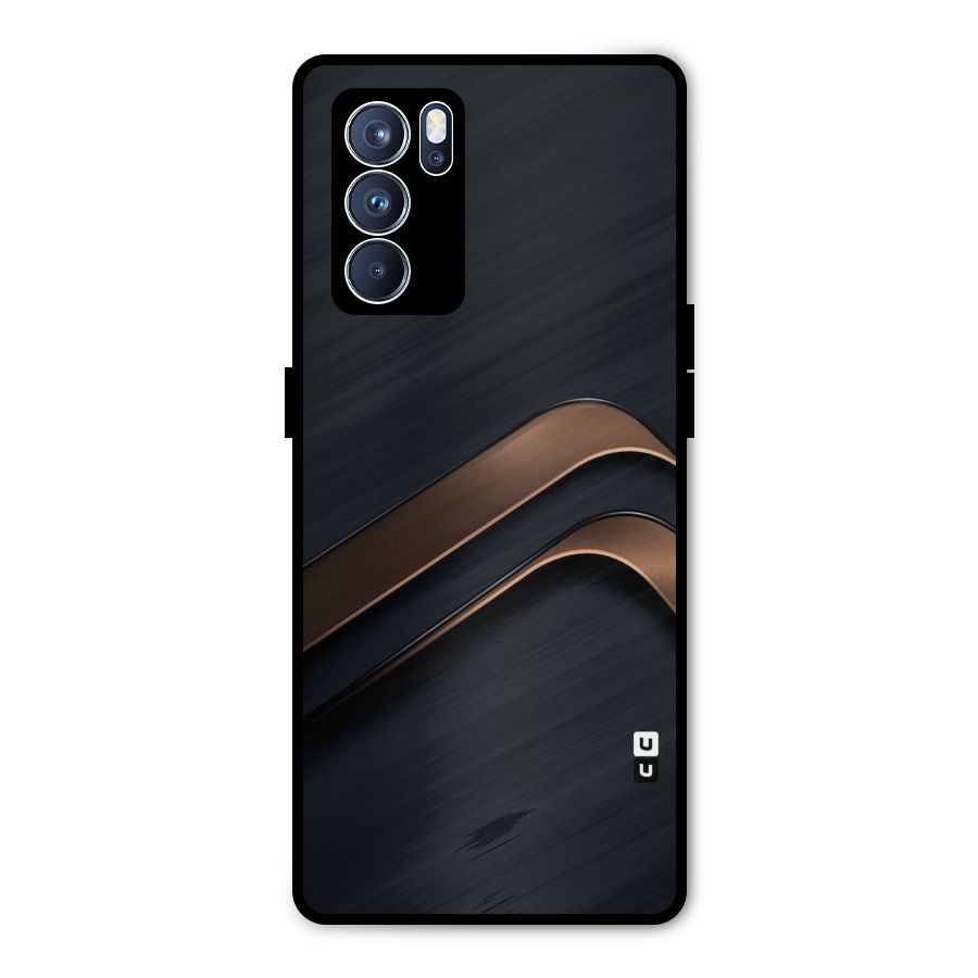 Dark Gold Stripes Metal Back Case for Oppo Reno6 Pro 5G