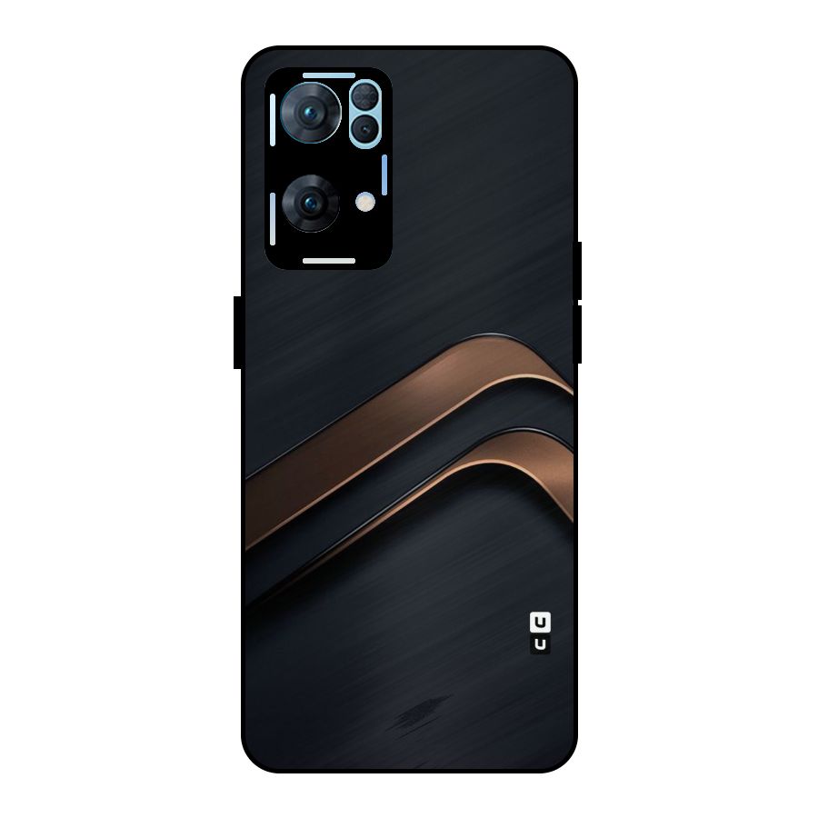 Dark Gold Stripes Metal Back Case for Oppo Reno7 Pro 5G