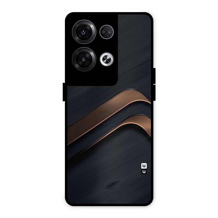 Dark Gold Stripes Metal Back Case for Oppo Reno8 Pro 5G