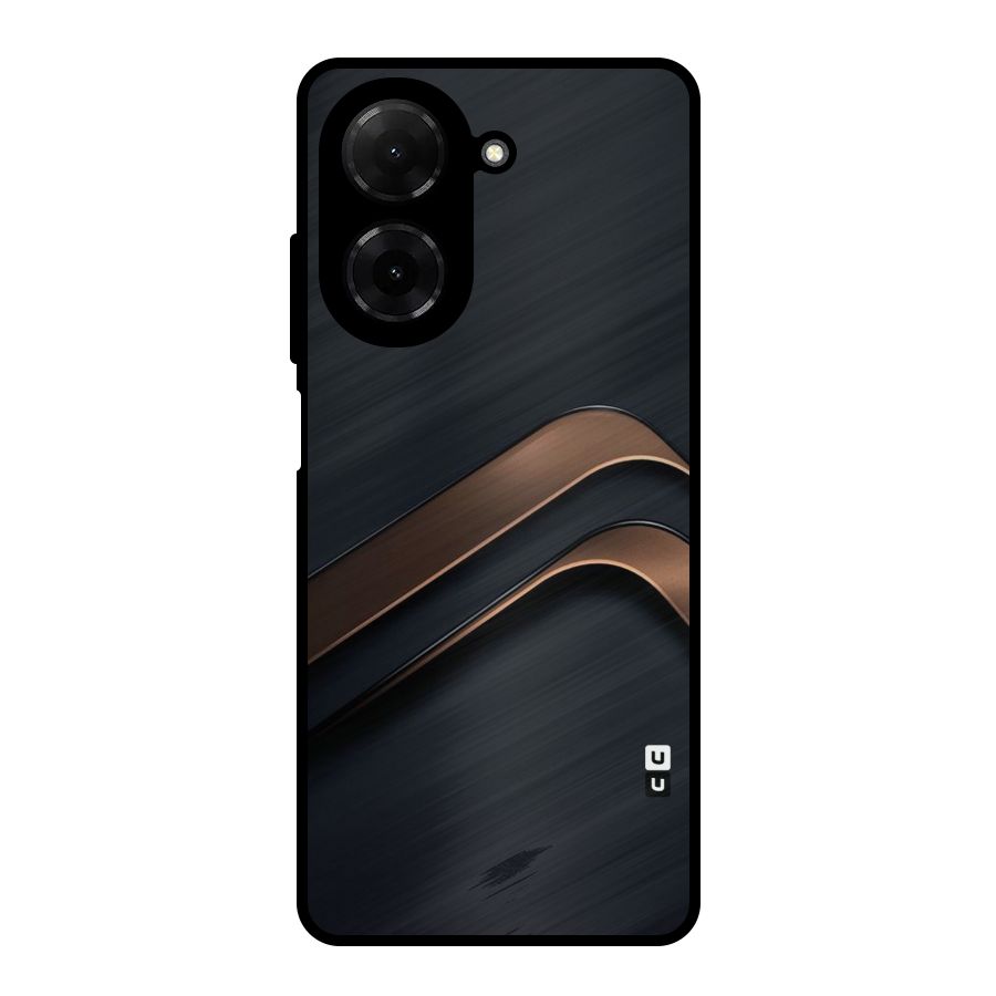 Dark Gold Stripes Metal Back Case for Poco C71