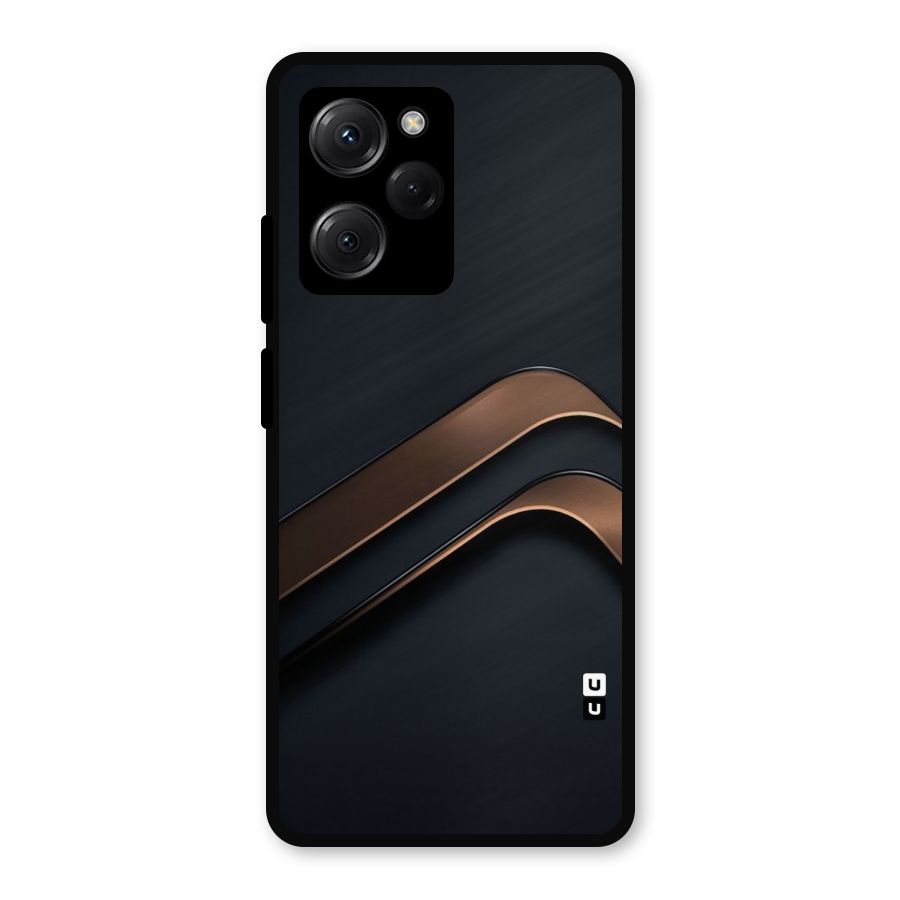 Dark Gold Stripes Metal Back Case for Poco X5 Pro