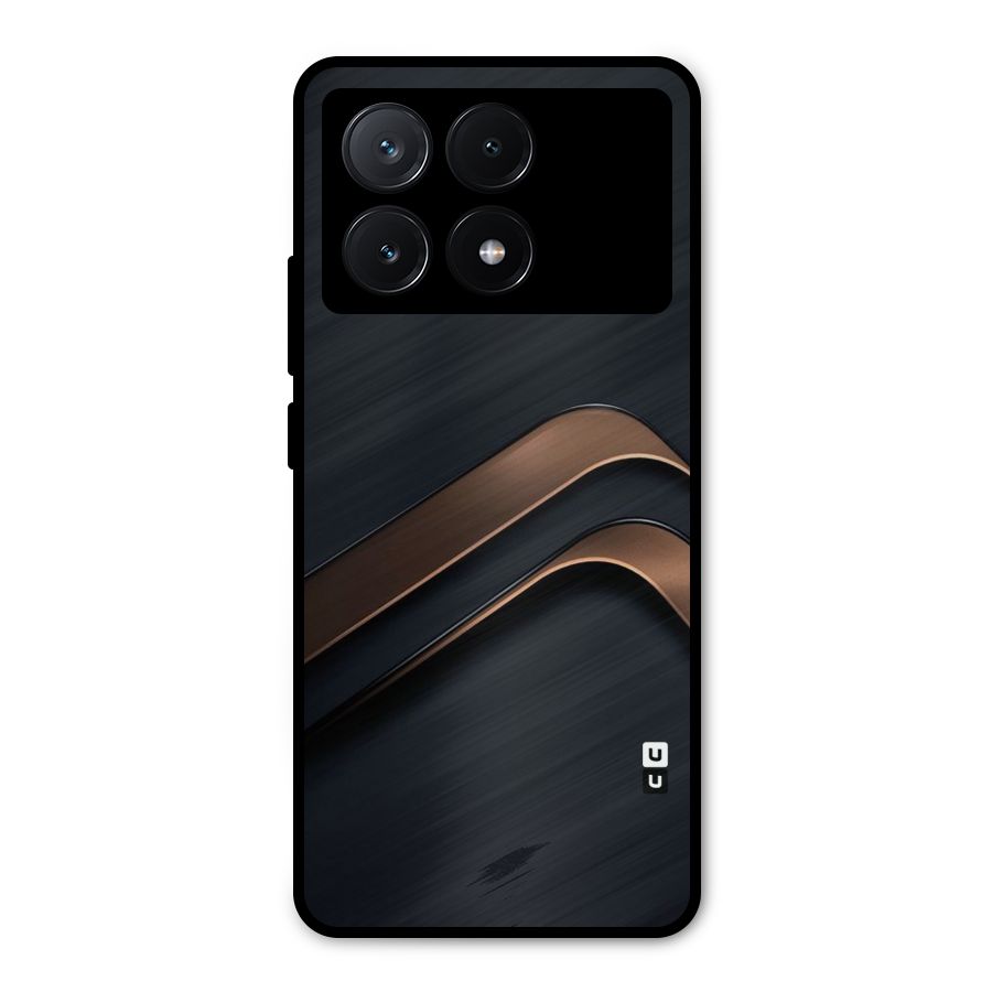 Dark Gold Stripes Metal Back Case for Poco X6 Pro