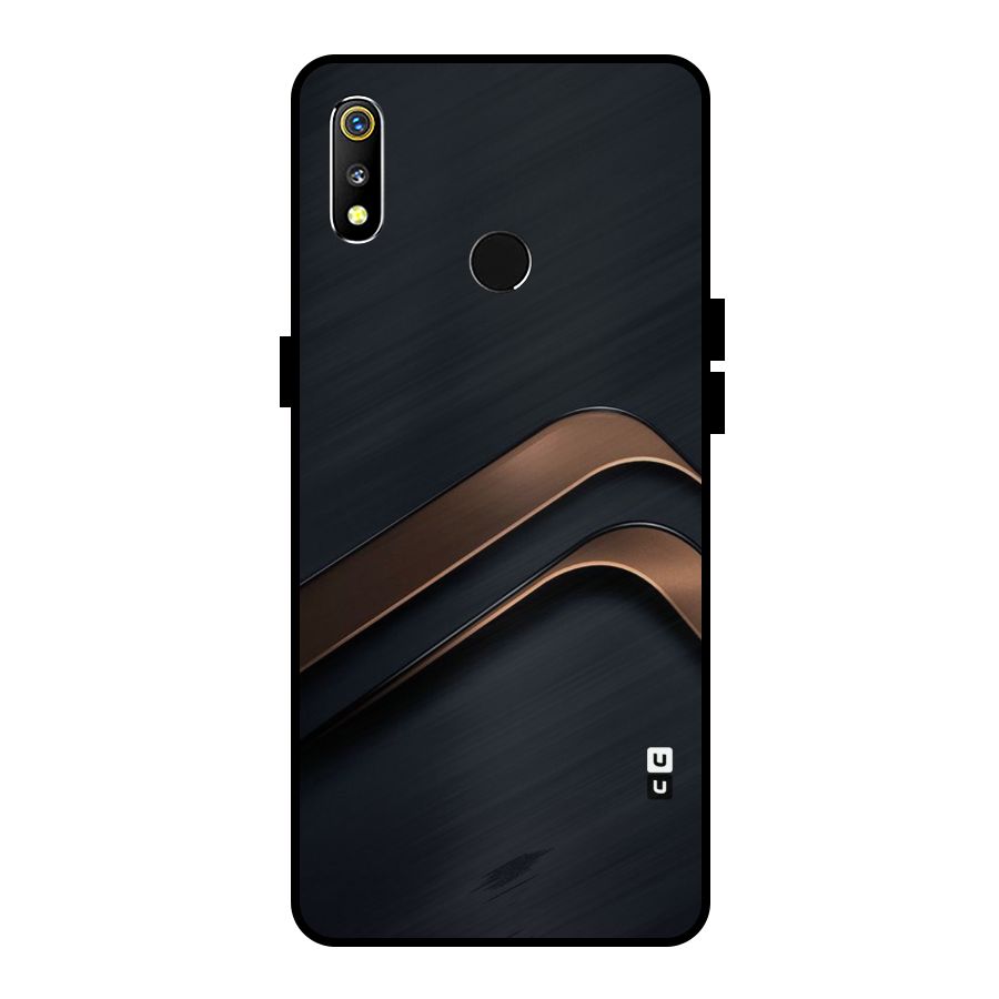 Dark Gold Stripes Metal Back Case for Realme 3i