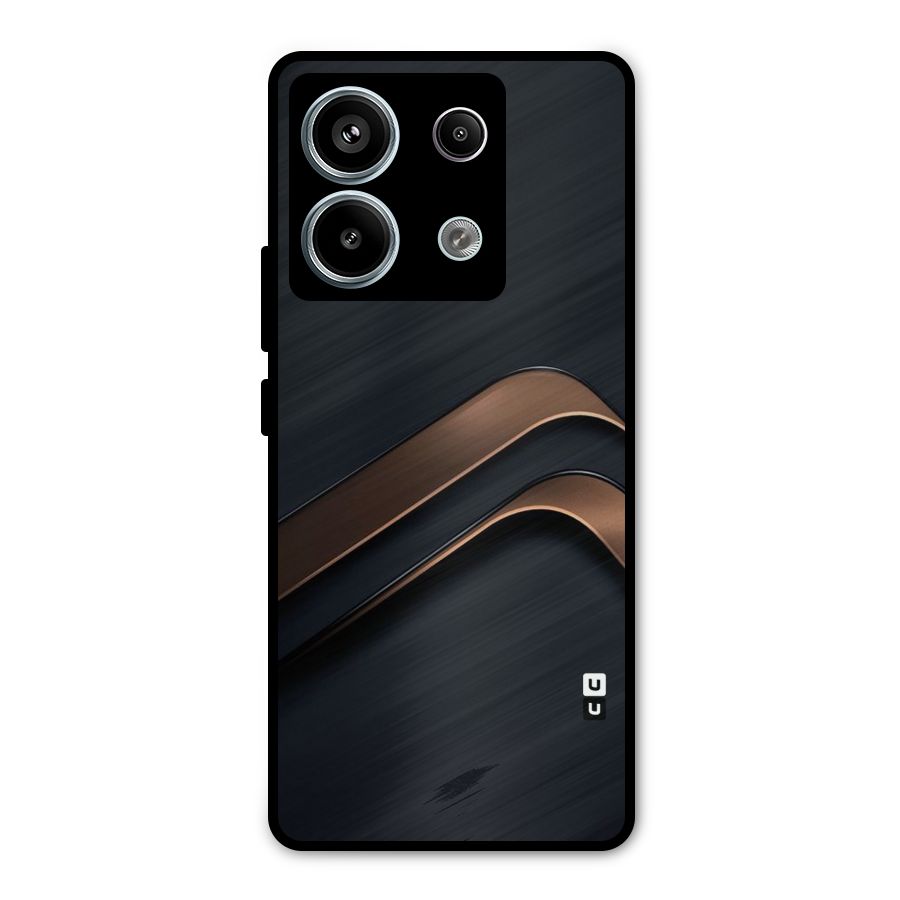 Dark Gold Stripes Metal Back Case for Redmi Note 13 Pro 5G