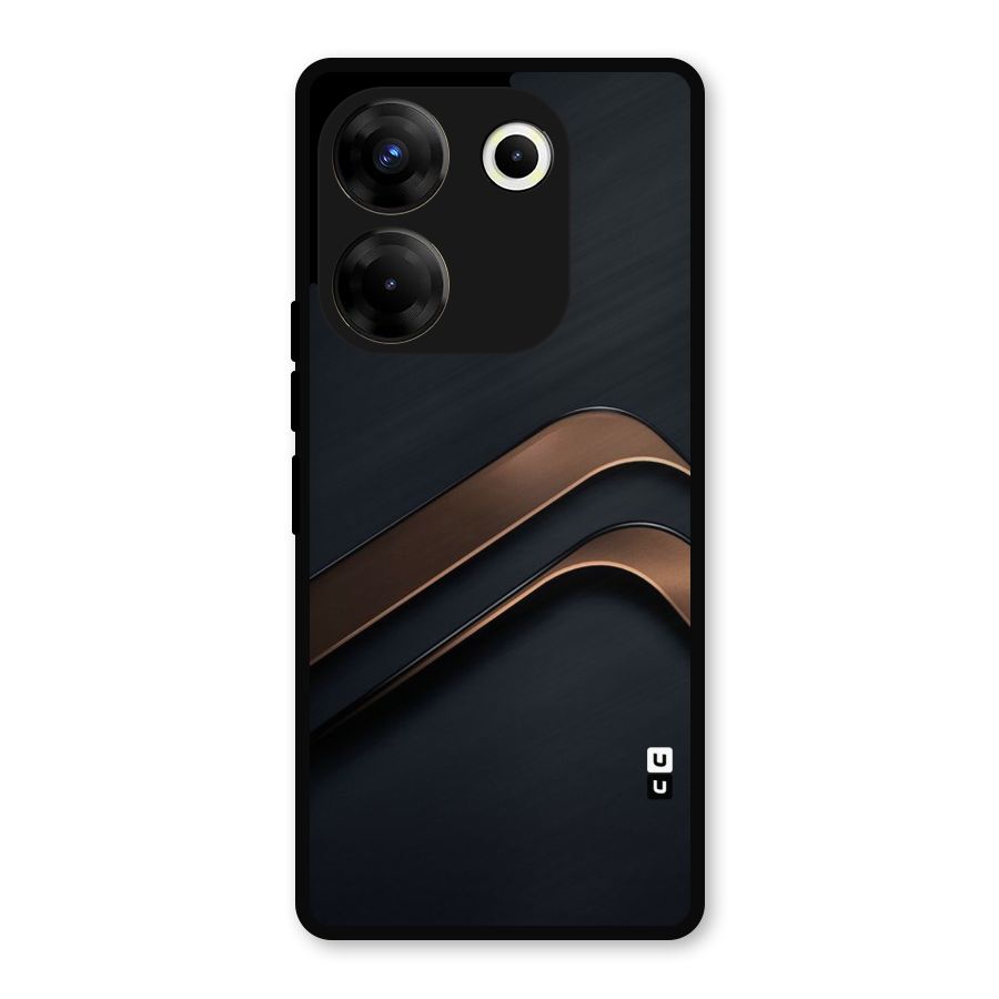 Dark Gold Stripes Metal Back Case for Tecno Camon 20