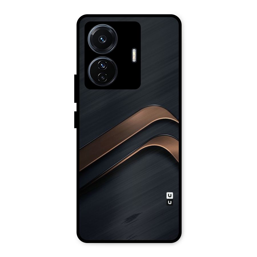 Dark Gold Stripes Metal Back Case for Vivo T1 Pro