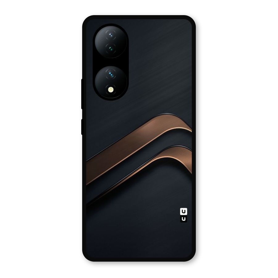 Dark Gold Stripes Metal Back Case for Vivo T2