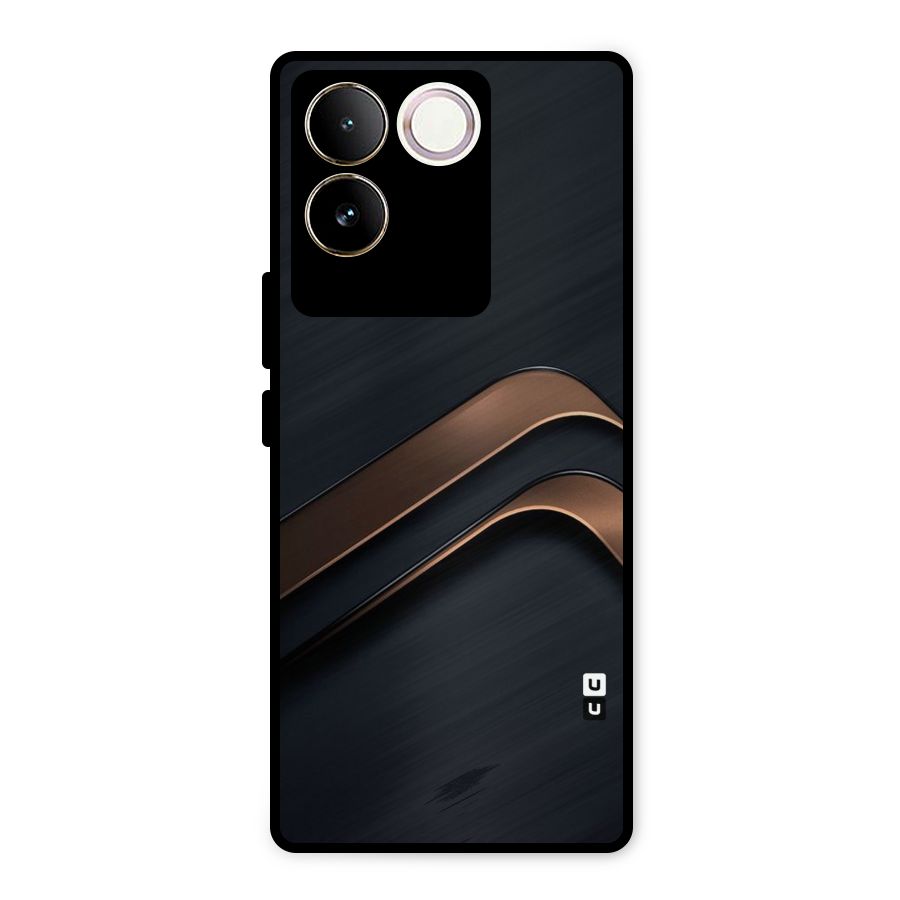 Dark Gold Stripes Metal Back Case for Vivo T2 Pro