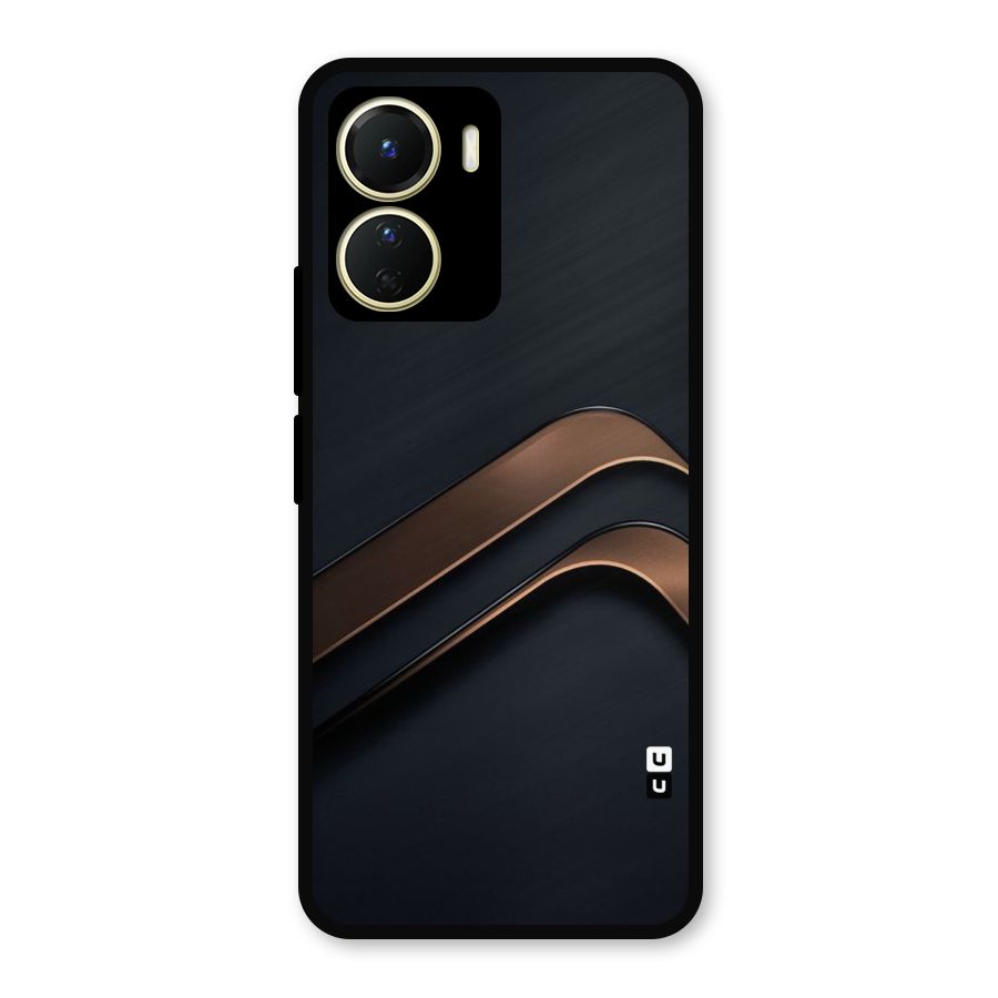 Dark Gold Stripes Metal Back Case for Vivo T2x