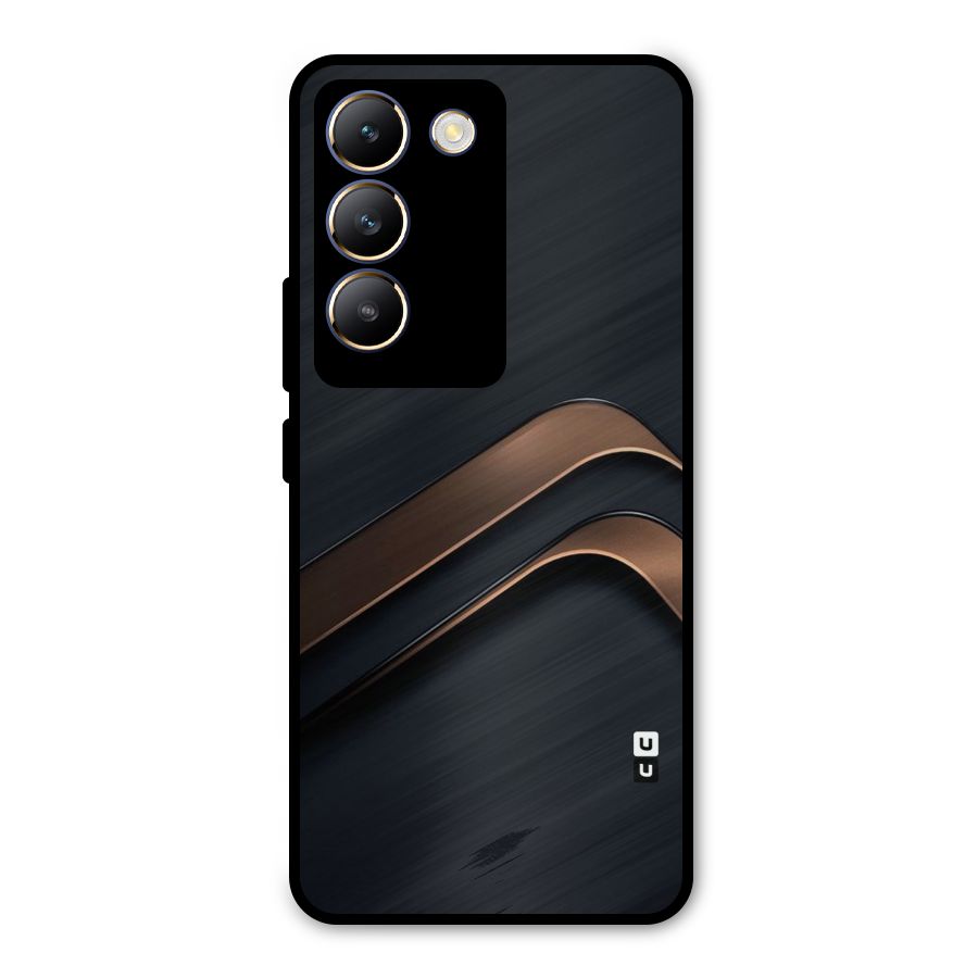 Dark Gold Stripes Metal Back Case for Vivo T3 5G