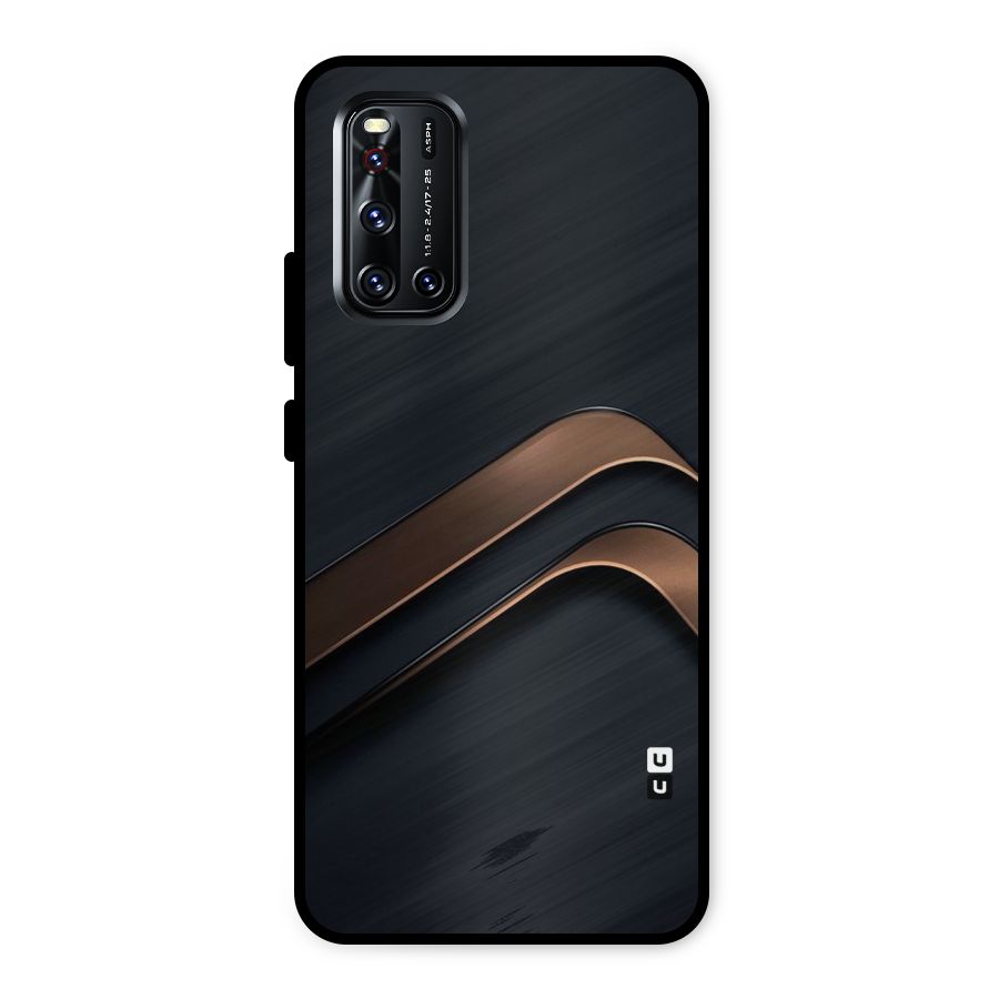 Dark Gold Stripes Metal Back Case for Vivo V19