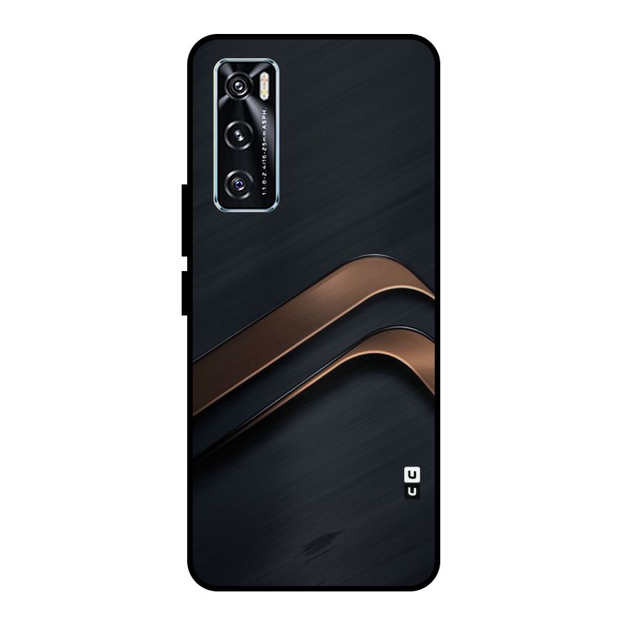 Dark Gold Stripes Metal Back Case for Vivo V20 SE