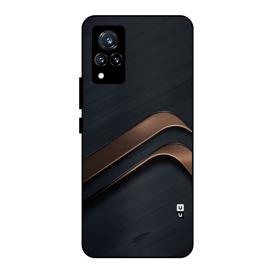 Dark Gold Stripes Metal Back Case for Vivo V21 5G
