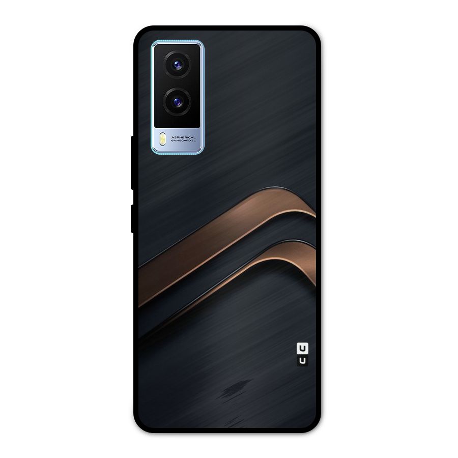 Dark Gold Stripes Metal Back Case for Vivo V21e 5G