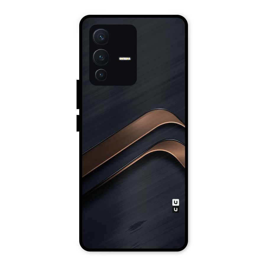 Dark Gold Stripes Metal Back Case for Vivo V23 5G