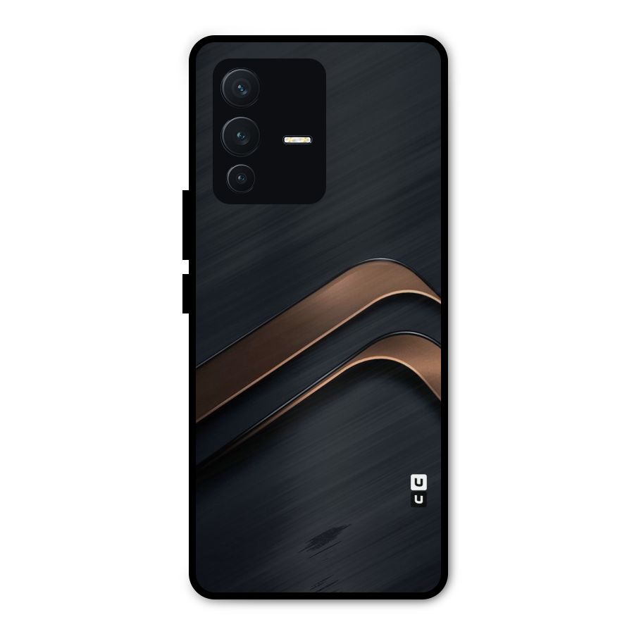 Dark Gold Stripes Metal Back Case for Vivo V23 Pro