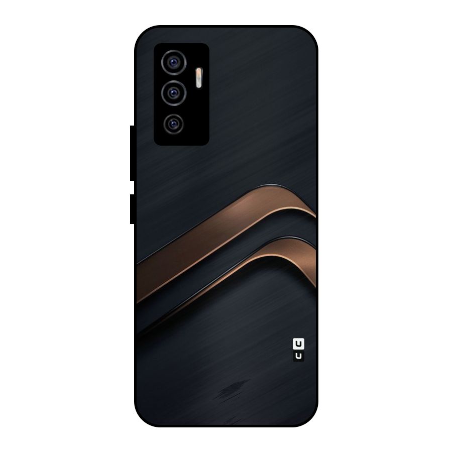 Dark Gold Stripes Metal Back Case for Vivo V23e