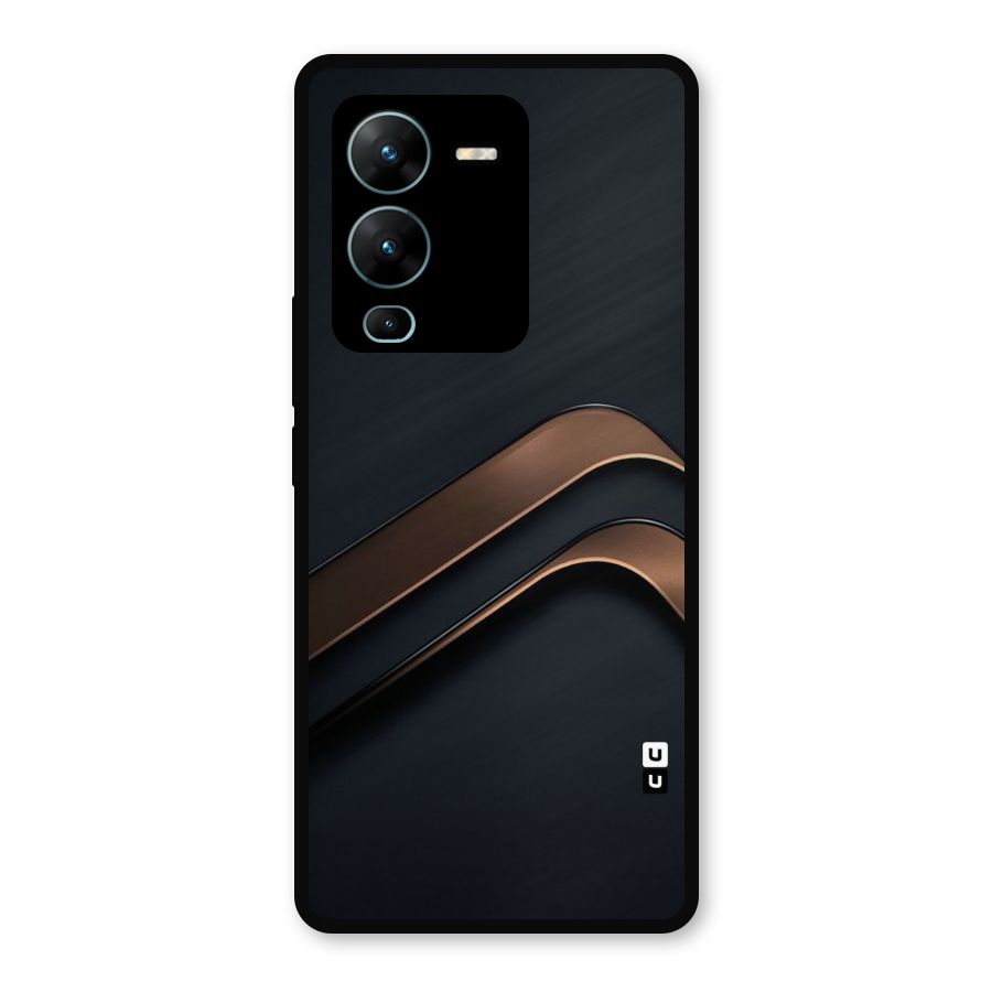 Dark Gold Stripes Metal Back Case for Vivo V25 Pro