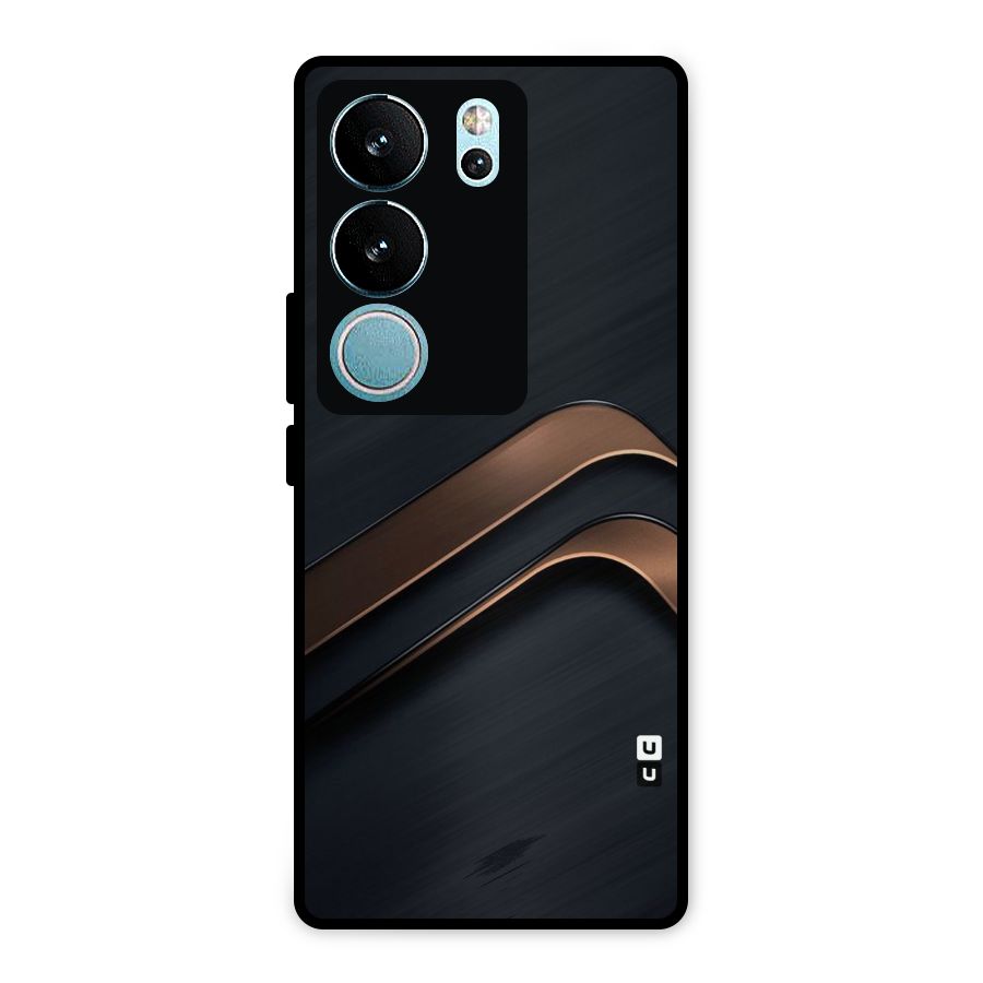 Dark Gold Stripes Metal Back Case for Vivo V29 Pro