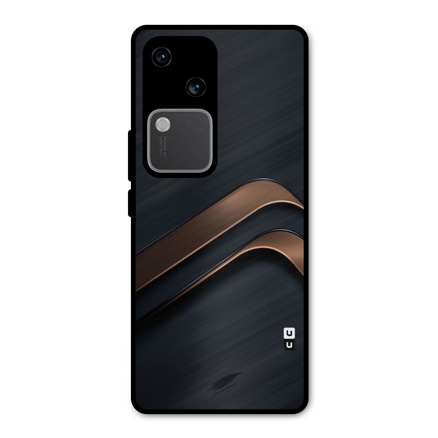 Dark Gold Stripes Metal Back Case for Vivo V30 Pro