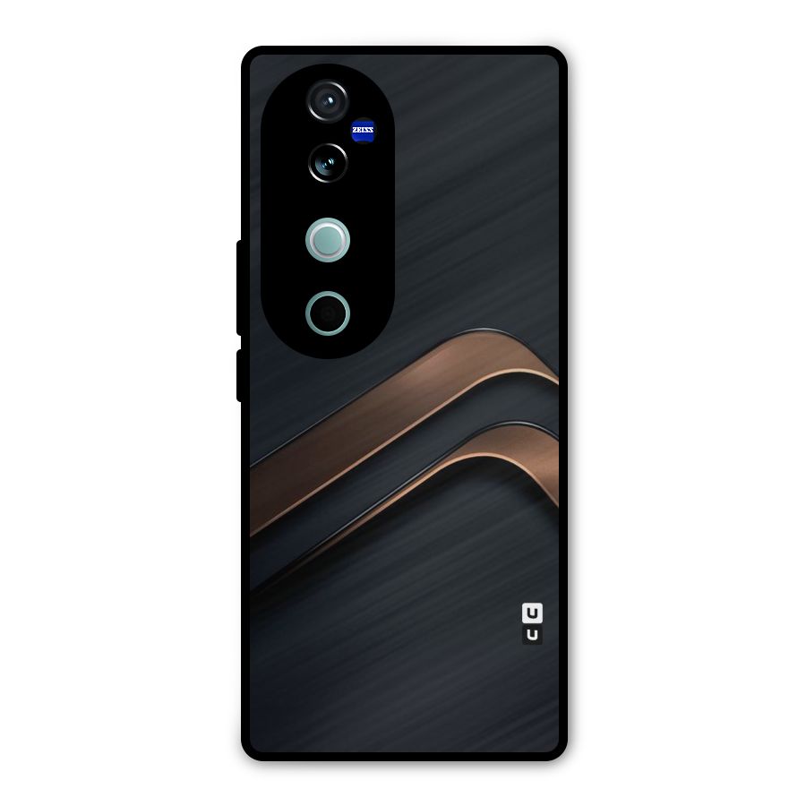 Dark Gold Stripes Metal Back Case for Vivo V40 Pro