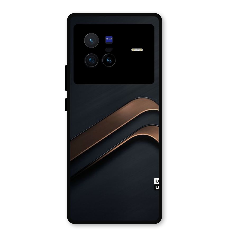 Dark Gold Stripes Metal Back Case for Vivo X80