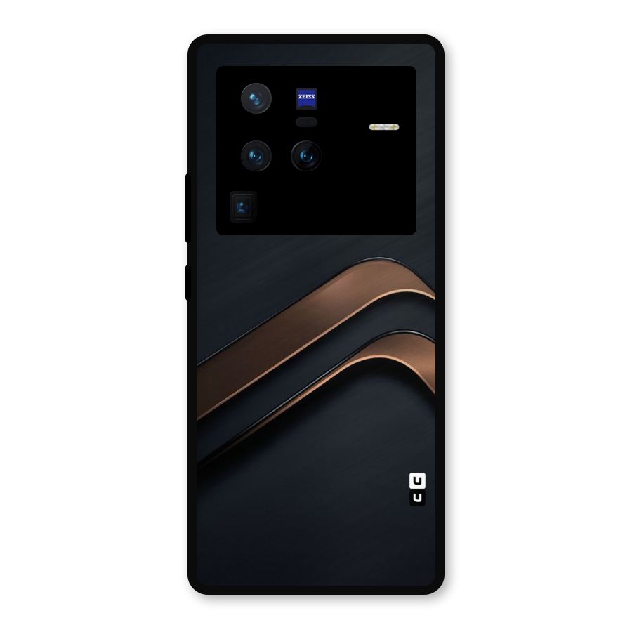 Dark Gold Stripes Metal Back Case for Vivo X80 Pro