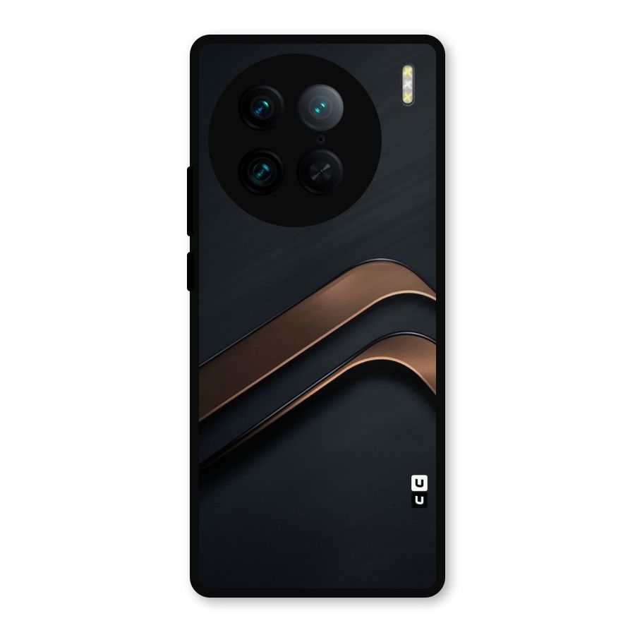 Dark Gold Stripes Metal Back Case for Vivo X90 Pro