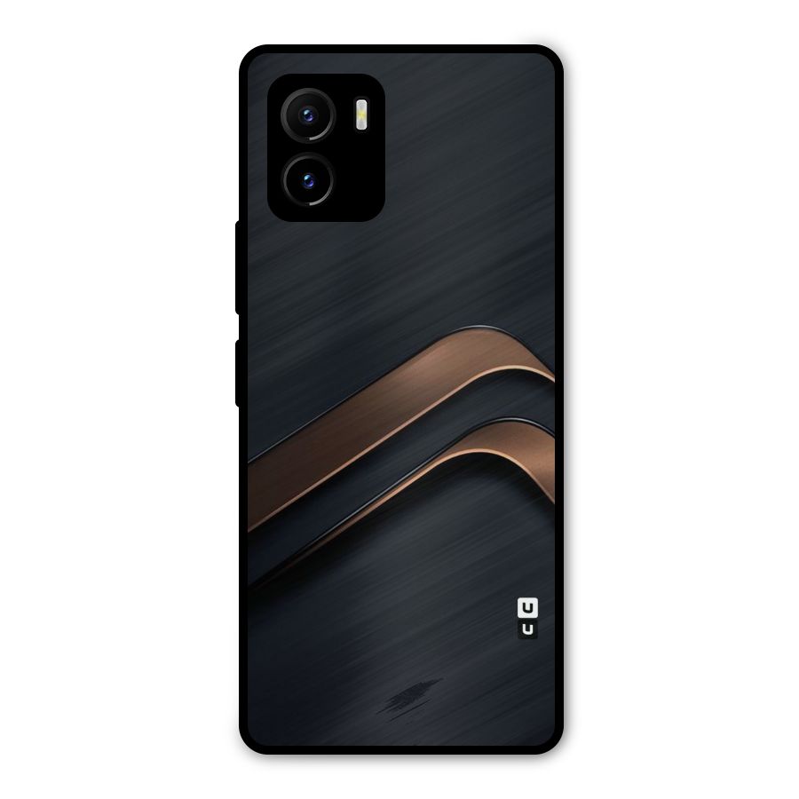 Dark Gold Stripes Metal Back Case for Vivo Y15s