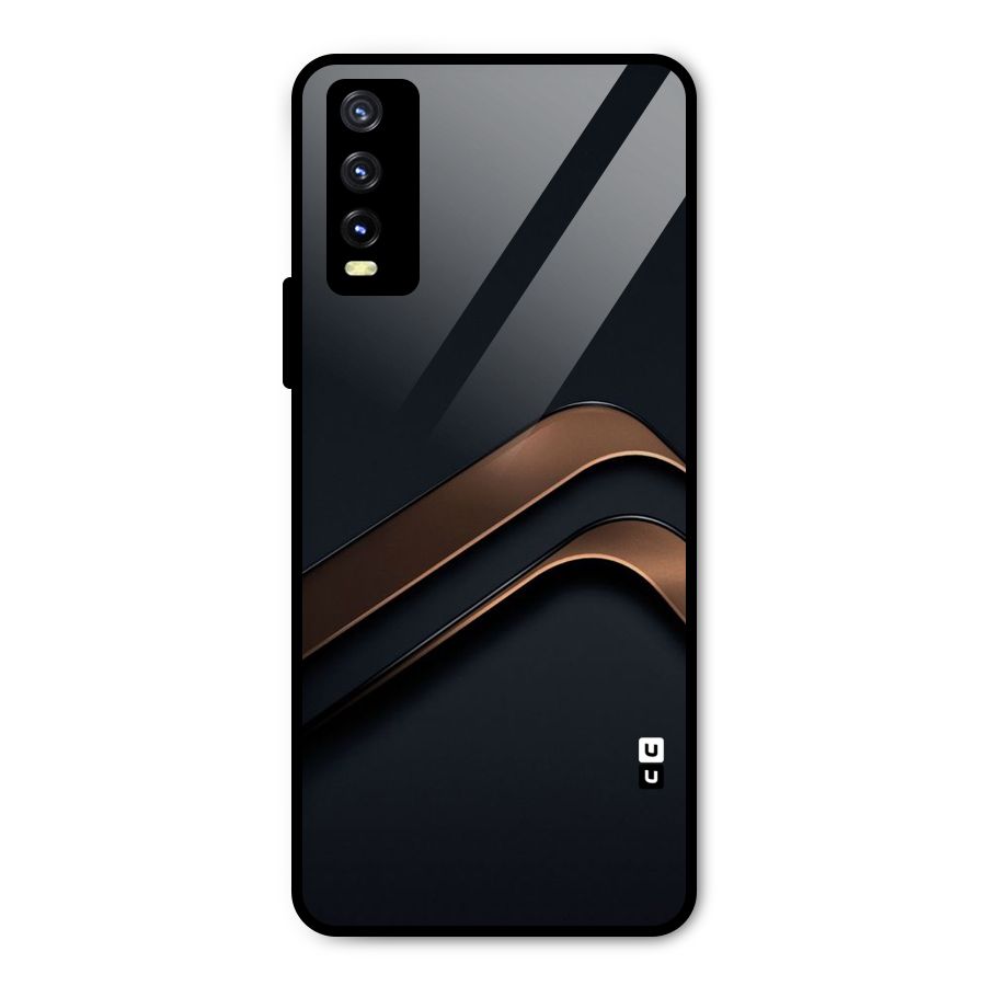 Dark Gold Stripes Metal Back Case for Vivo Y20g