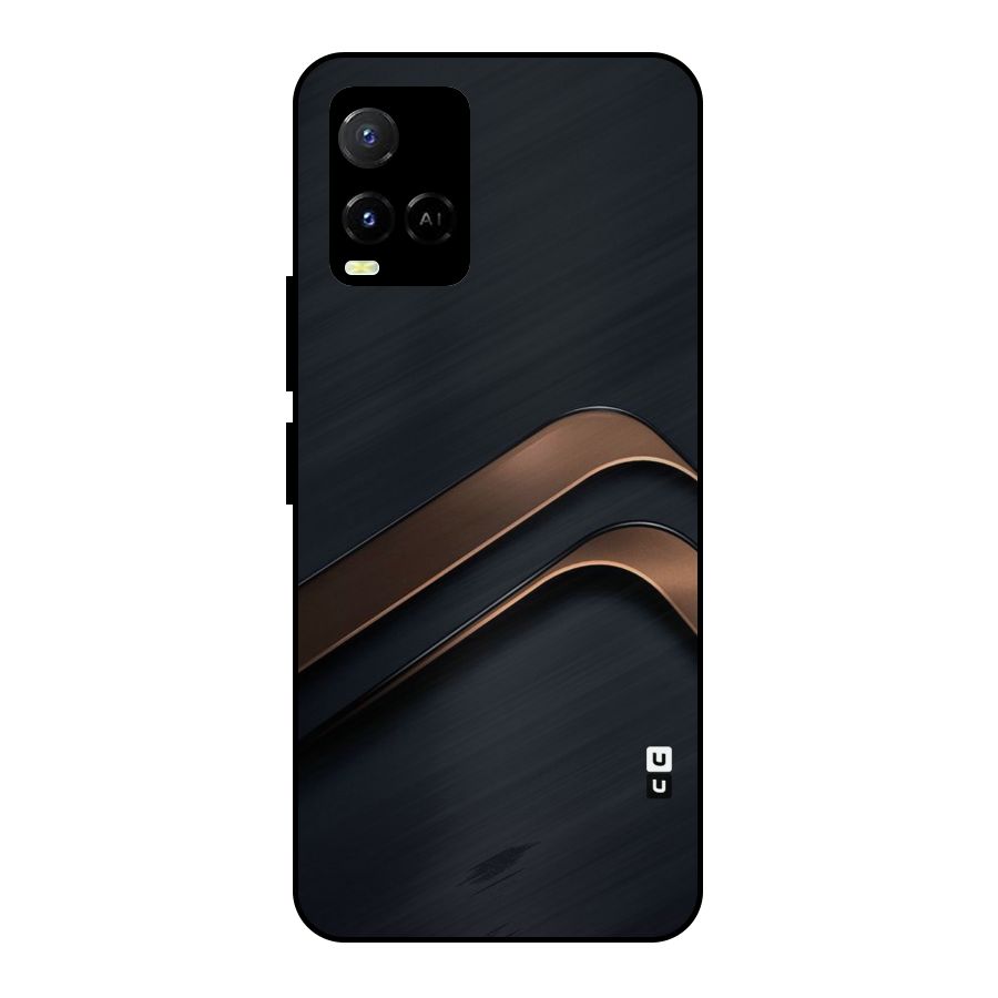Dark Gold Stripes Metal Back Case for Vivo Y21A