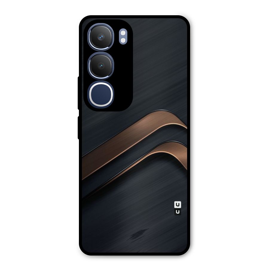 Dark Gold Stripes Metal Back Case for Vivo Y29