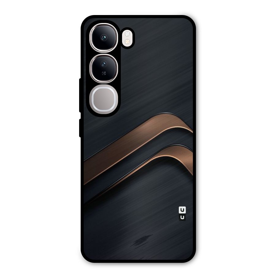 Dark Gold Stripes Metal Back Case for Vivo Y300