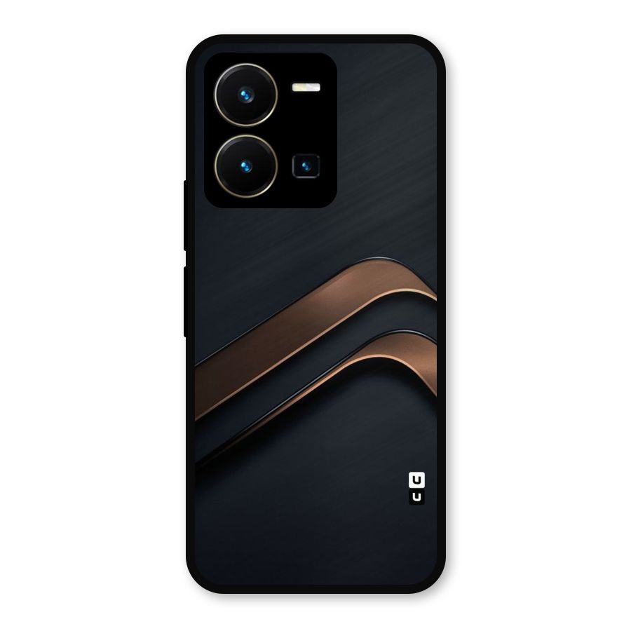 Dark Gold Stripes Metal Back Case for Vivo Y35