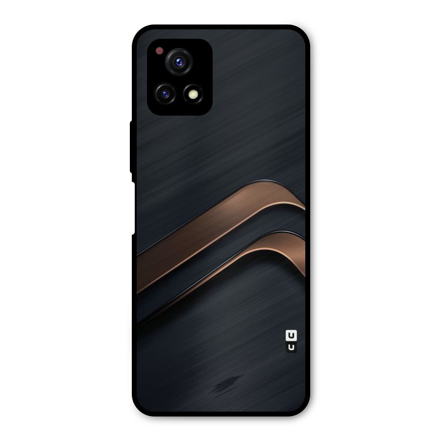 Dark Gold Stripes Metal Back Case for Vivo Y72 5G