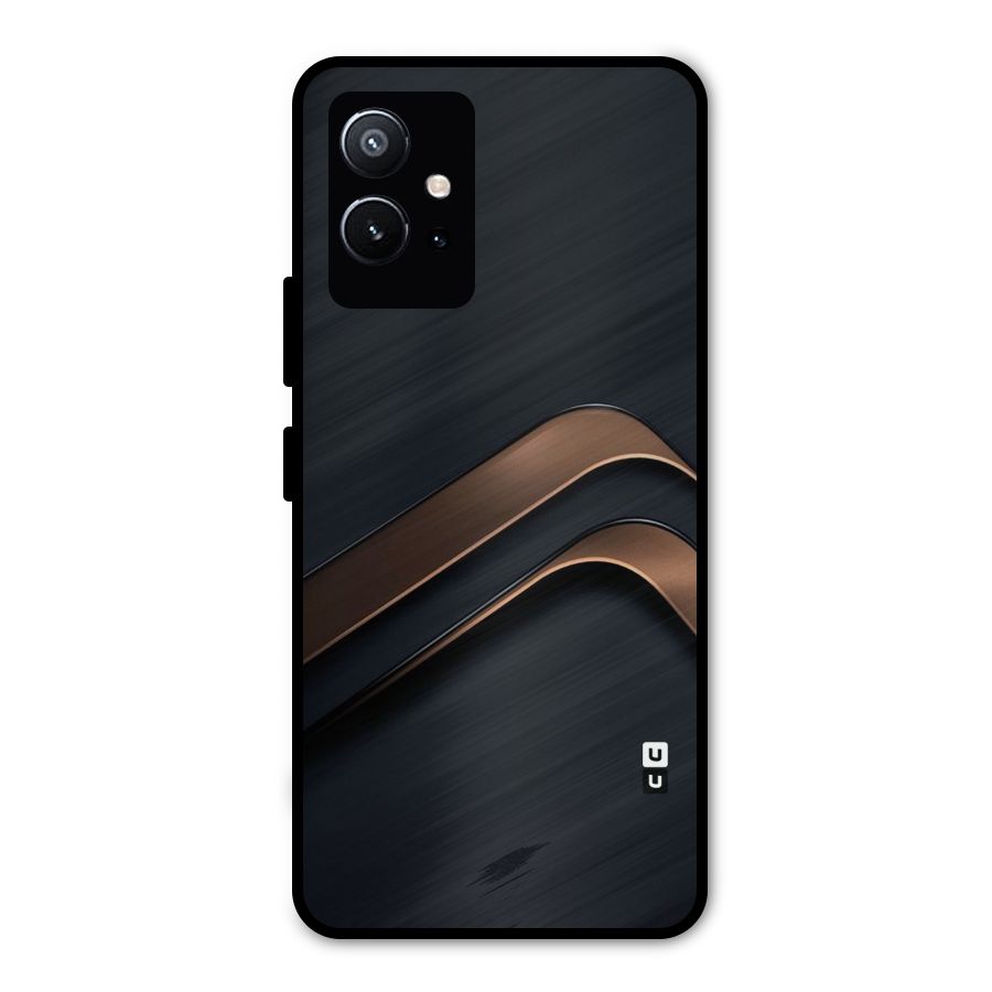 Dark Gold Stripes Metal Back Case for Vivo Y75 5G