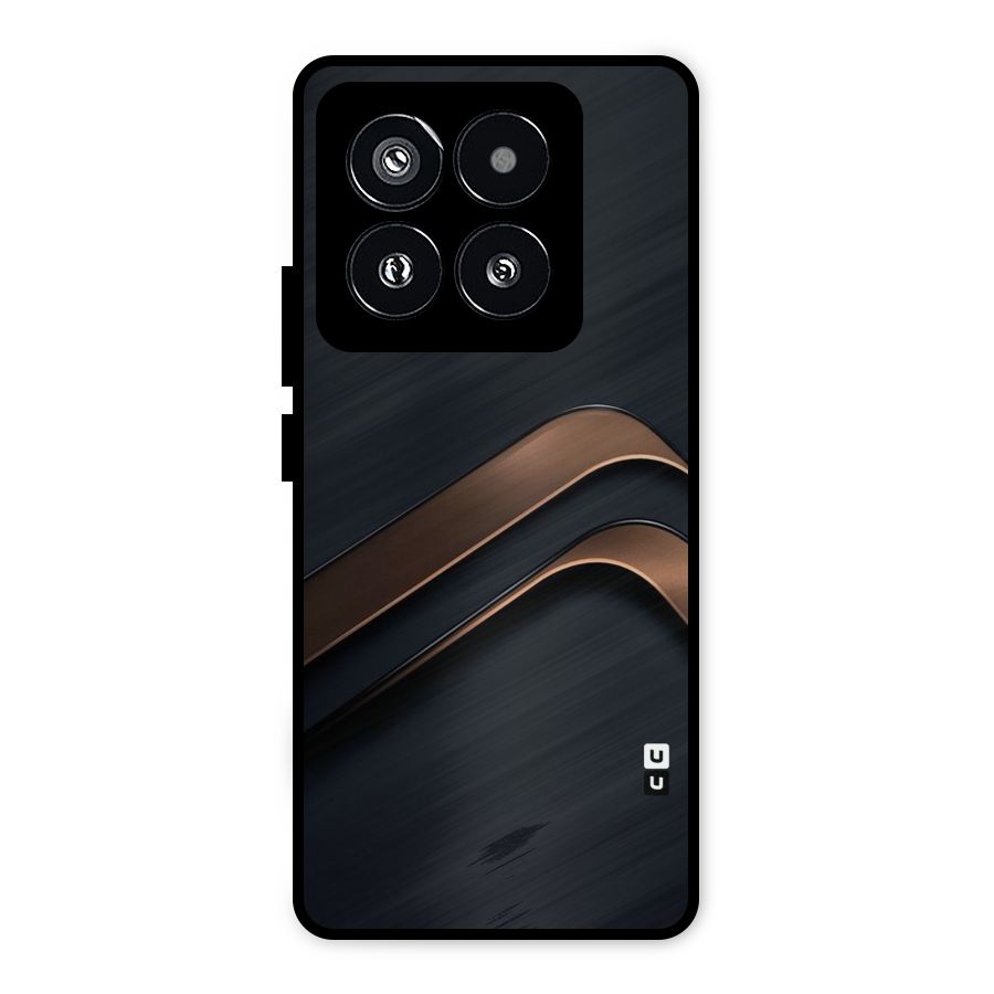 Dark Gold Stripes Metal Back Case for Xiaomi 14 Pro