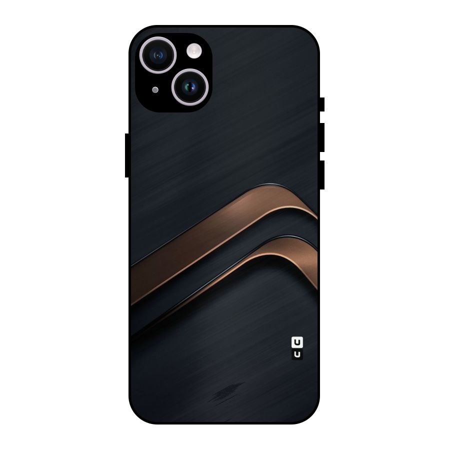 Dark Gold Stripes Metal Back Case for iPhone 14 Plus