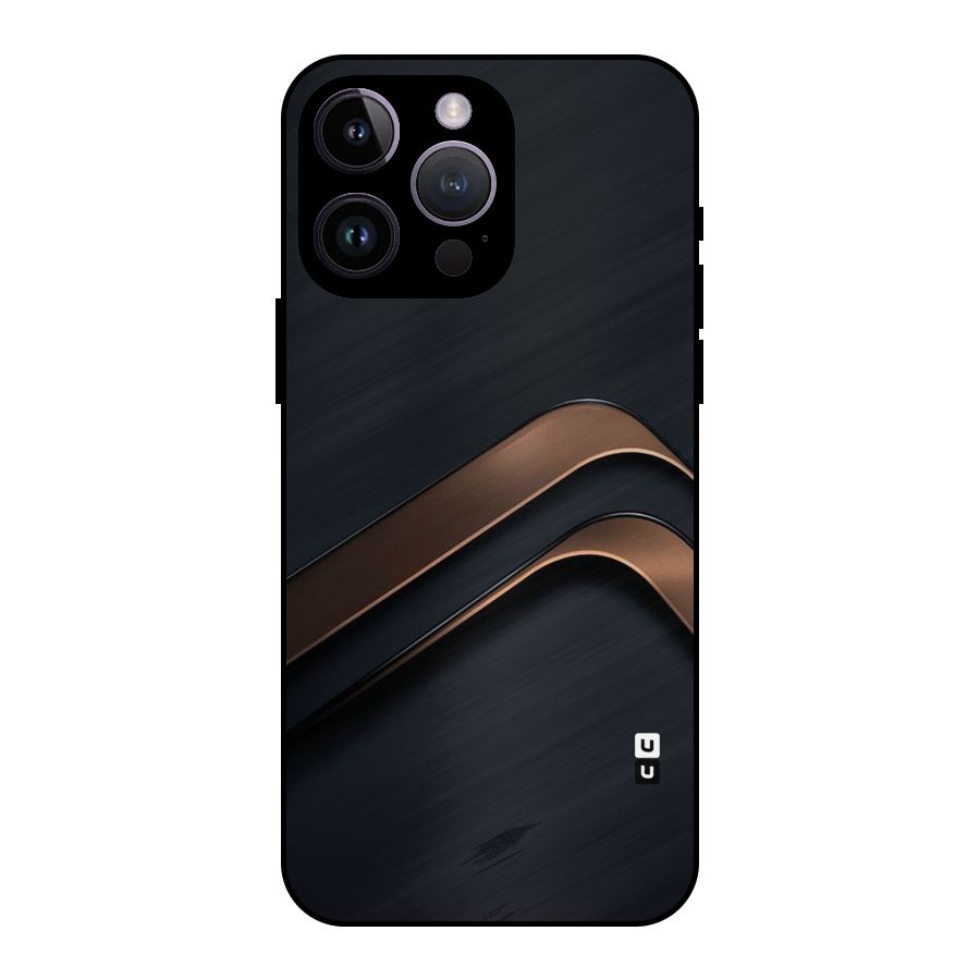 Dark Gold Stripes Metal Back Case for iPhone 14 Pro Max