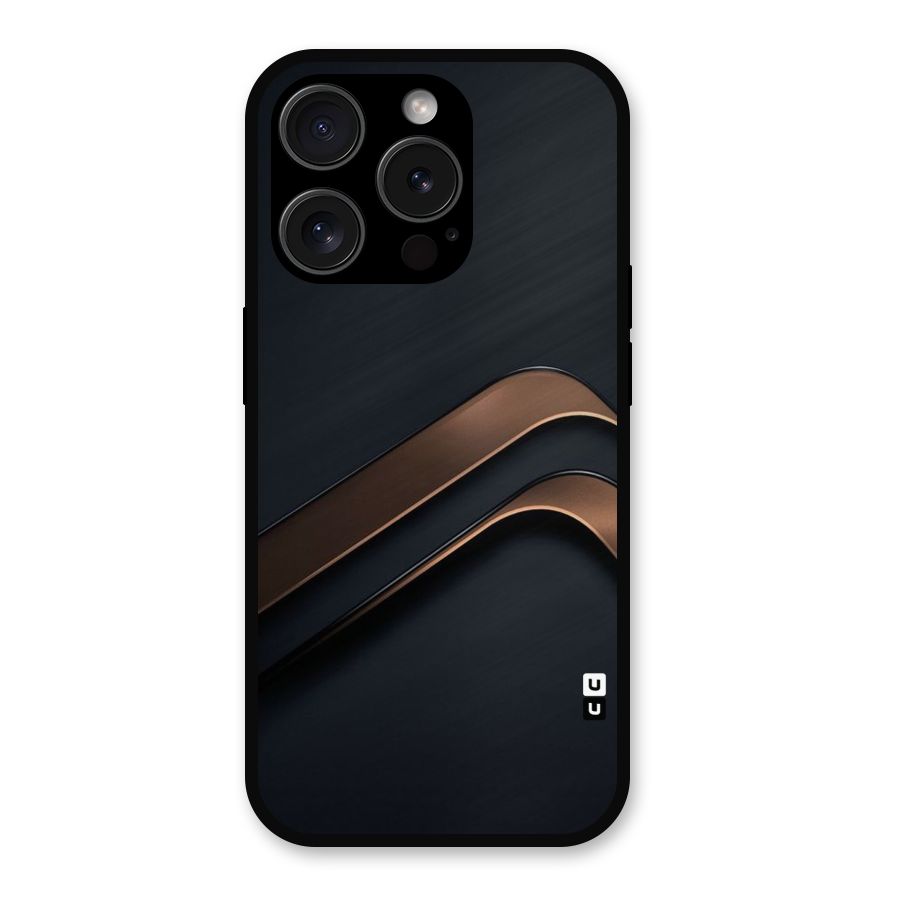 Dark Gold Stripes Metal Back Case for iPhone 15 Pro