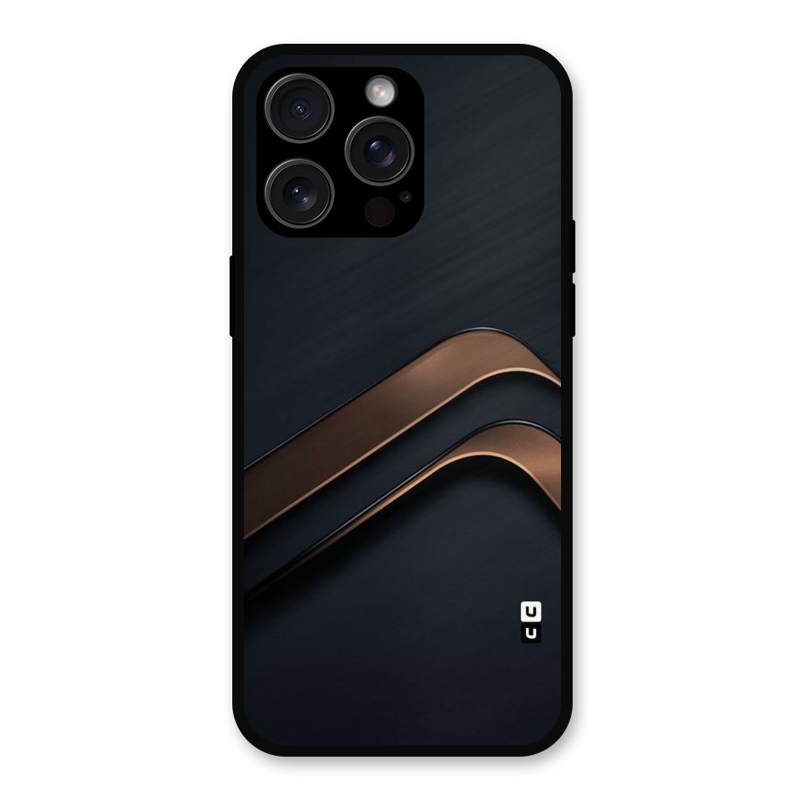 Dark Gold Stripes Metal Back Case for iPhone 15 Pro Max