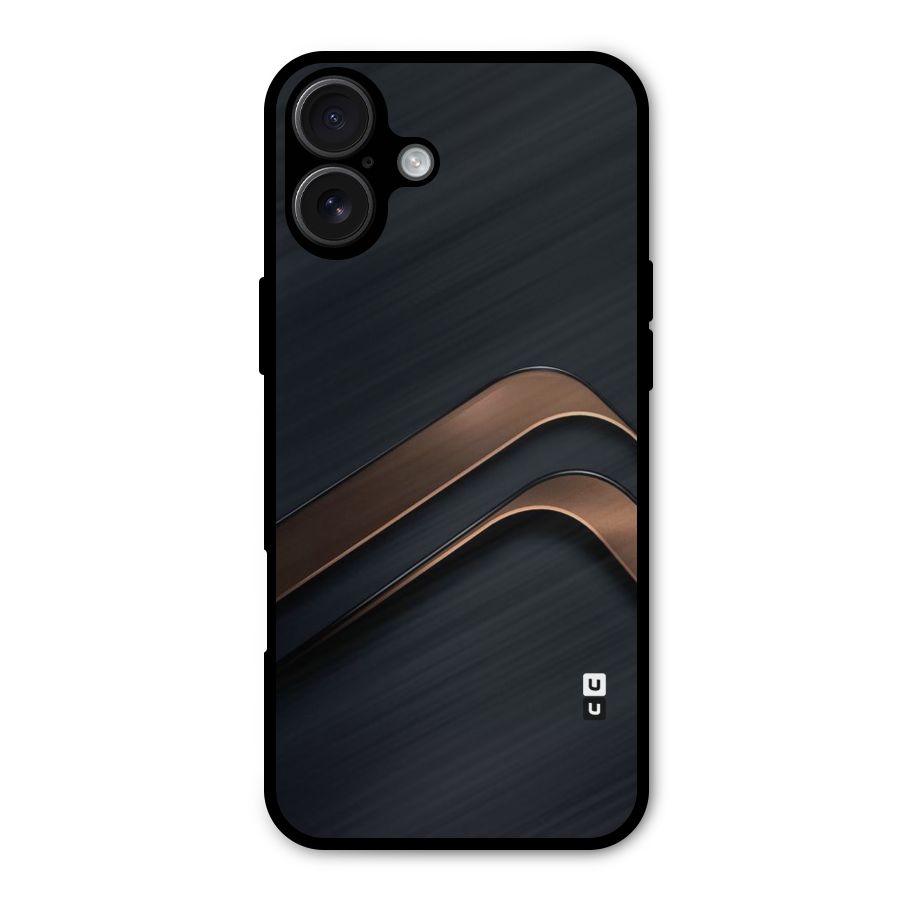 Dark Gold Stripes Metal Back Case for iPhone 16 Plus