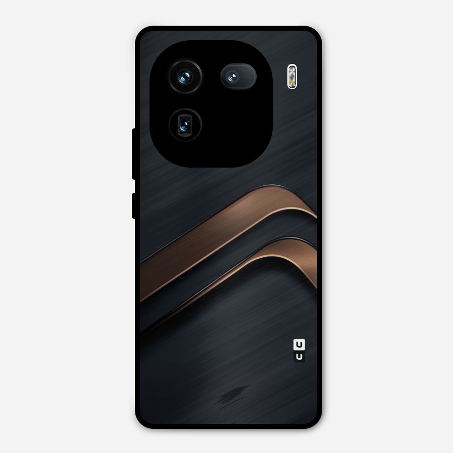 Dark Gold Stripes Metal Back Case for iQOO 12