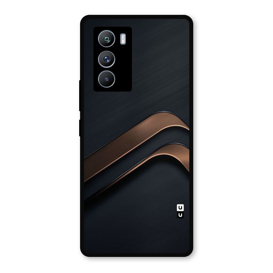 Dark Gold Stripes Metal Back Case for iQOO 9 SE