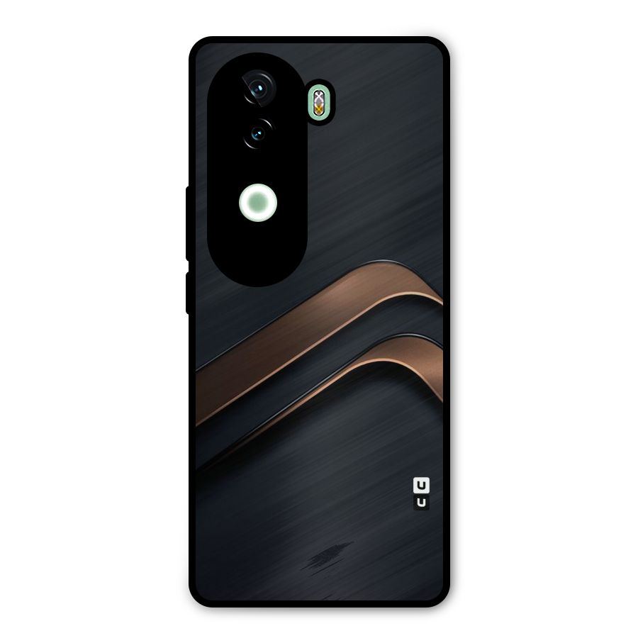 Dark Gold Stripes Metal Back Case for iQOO Z9s